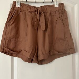 Brown High Waisted Dress Shorts